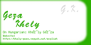 geza khely business card